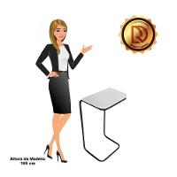 Mesa Lateral Tampo Branco Multiuso Para Sofá Base Metálica