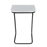 Mesa Lateral Tampo Branco Multiuso Para Sofá Base Metálica - 6