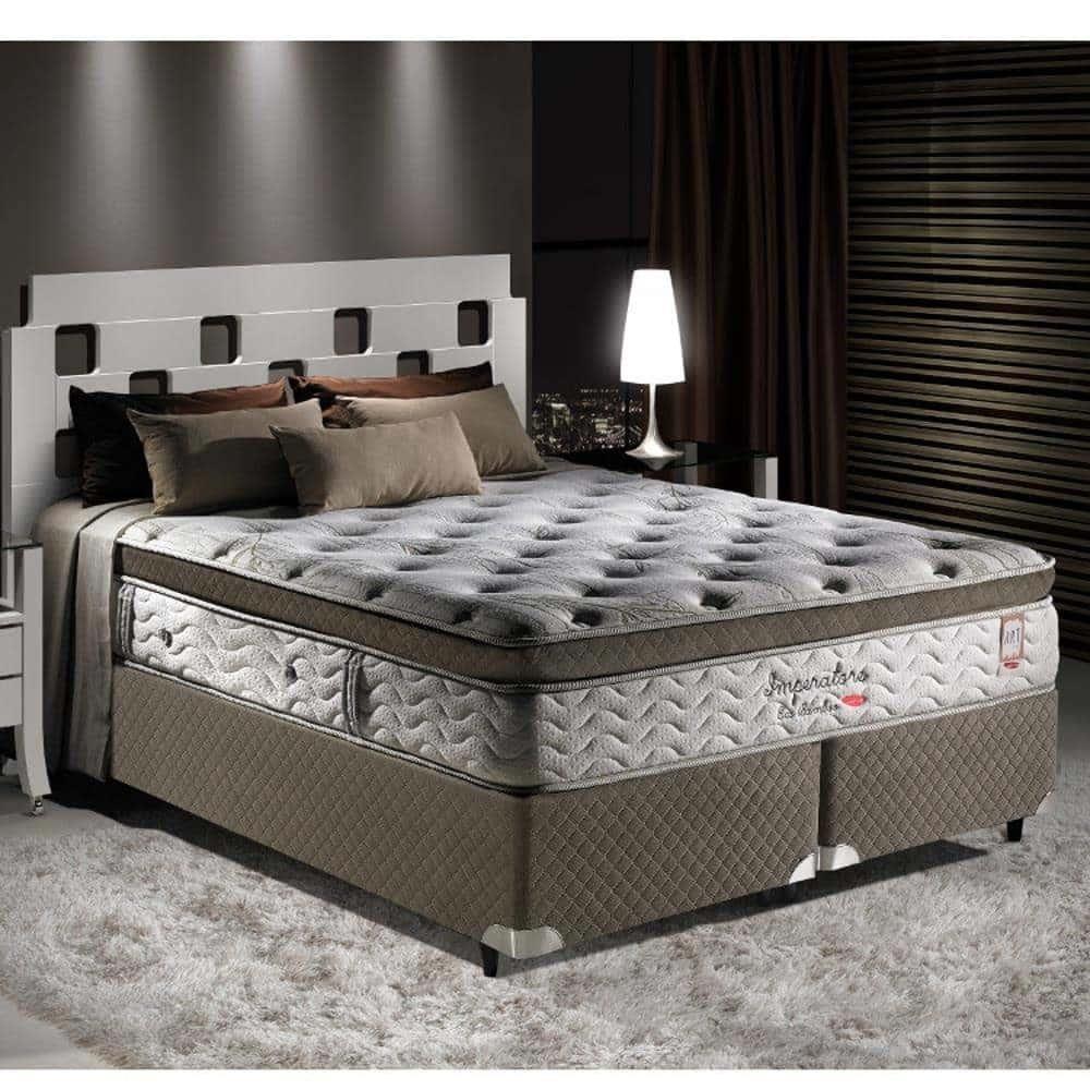Cama Box Queen Herval Imperatore Eco Bamboo 158X198X73Cm Molas Ensacadas - Marrom - 1