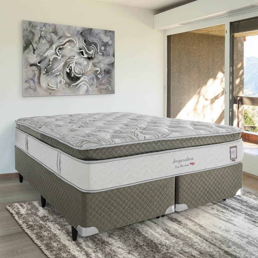 Cama Box Queen Herval Imperatore Eco Bamboo 158X198X73Cm Molas Ensacadas - Marrom - 3