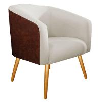 Poltrona Couro Ecológico Nozes E Bege - 1