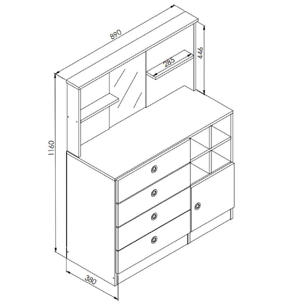 Cômoda Infan. 1 Porta 4 Gavetas C/ Espelho House A05 Branco - 3