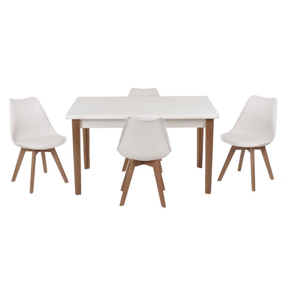Kit Mesa Luiza 135cm Branca 4 Cadeiras Leda Branco - 1
