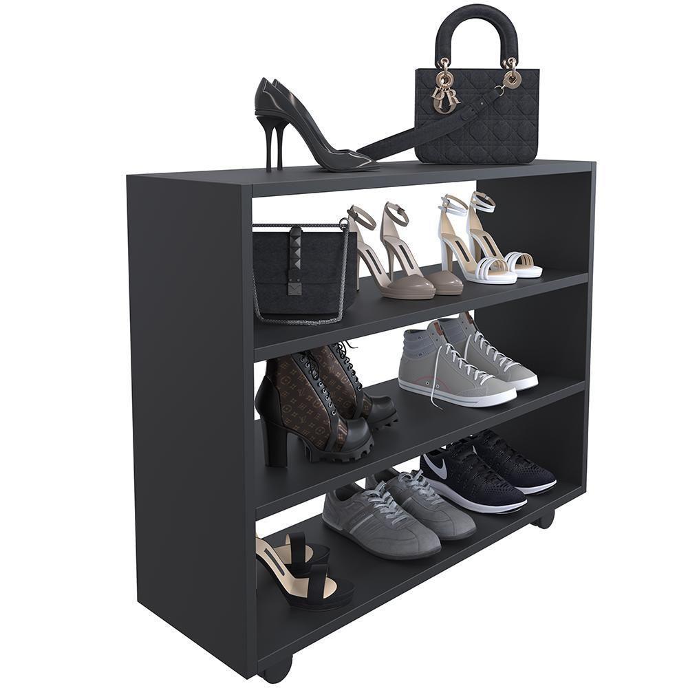 Sapateira Organizador Com 3 Prateleiras Pérola Preto - 8