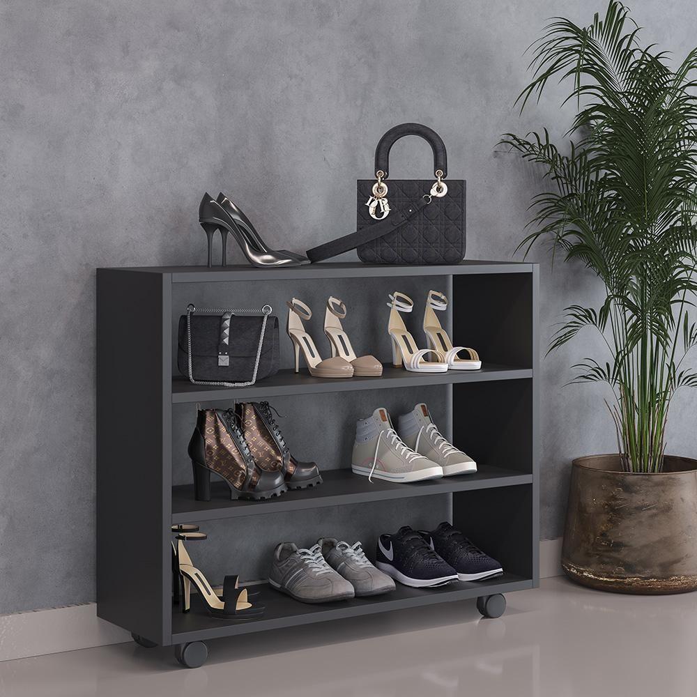 Sapateira Organizador Com 3 Prateleiras Pérola Preto - 9