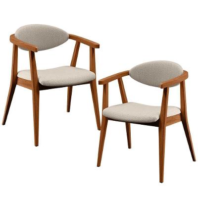 Kit 2 Poltronas Para Sala De Estar Cecília B04 Linho Bege Lyam Decor