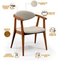 Kit 02 Poltronas Para Sala De Estar Cecília B04 Linho Cru - 3