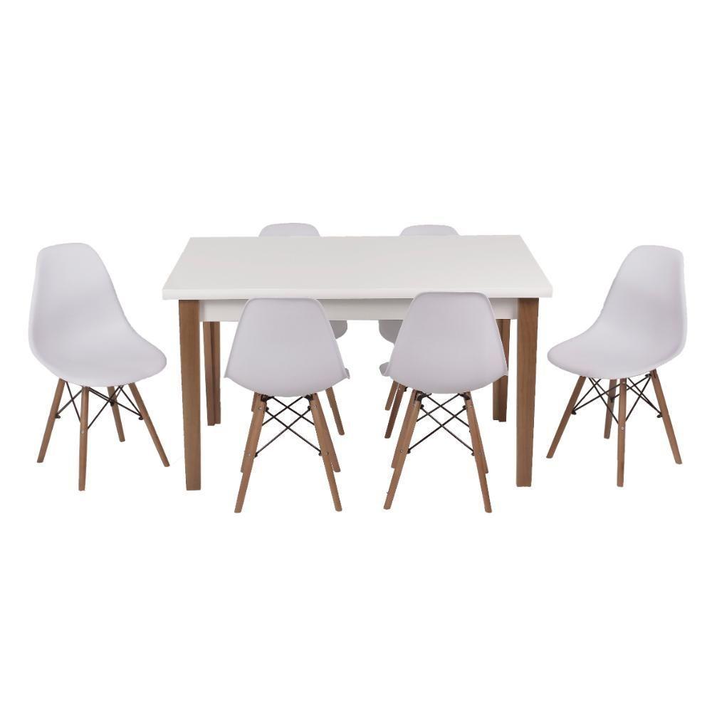Kit Mesa Luiza 135cm Branca 6 Cadeiras Eiffel Branco - 1