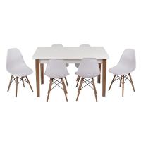 Kit Mesa Luiza 135cm Branca 6 Cadeiras Eiffel Branco - 1