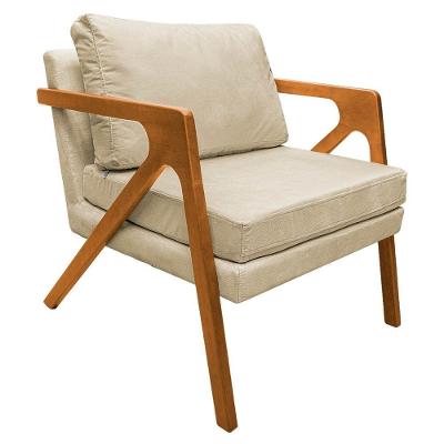 Poltrona Decorativa Elizabeth Suede Cor Bege