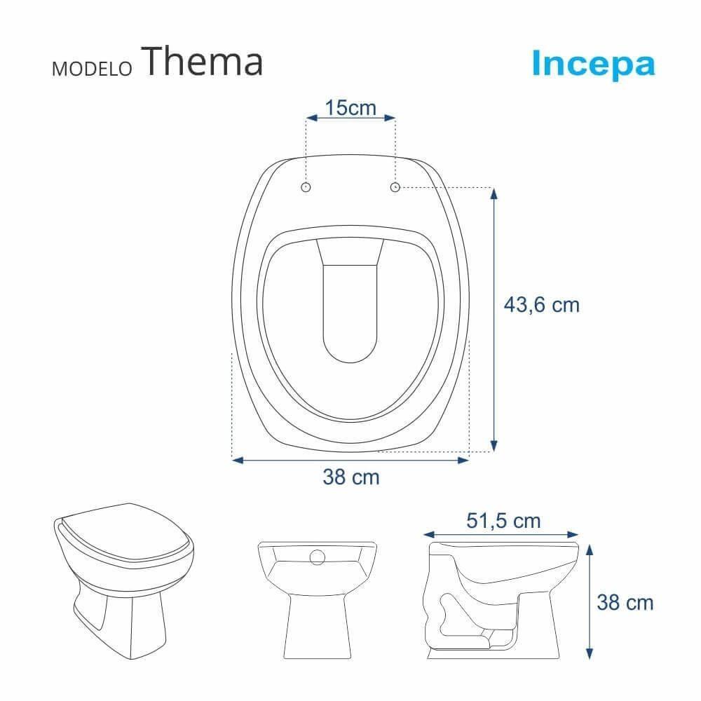 Assento Sanitario Thema Bege Claro Para Vaso Incepa - 4