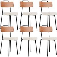Kit 06 Cadeiras Decorativas Estofada Sala De Jantar Barcelona L02 Couríssimo Camel Linho Cru - Lyam - 1