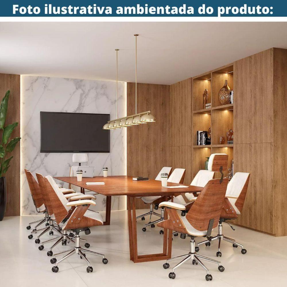 Cadeira Giratória Kopenhagen Bergen Lisboa Fratini Em Madeira Revestida Em Pu Branco Base Rodízio - 2