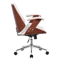 Cadeira Giratória Kopenhagen Bergen Lisboa Fratini Em Madeira Revestida Em Pu Branco Base Rodízio - 5