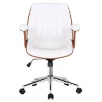 Cadeira Giratória Kopenhagen Bergen Lisboa Fratini Em Madeira Revestida Em Pu Branco Base Rodízio - 6