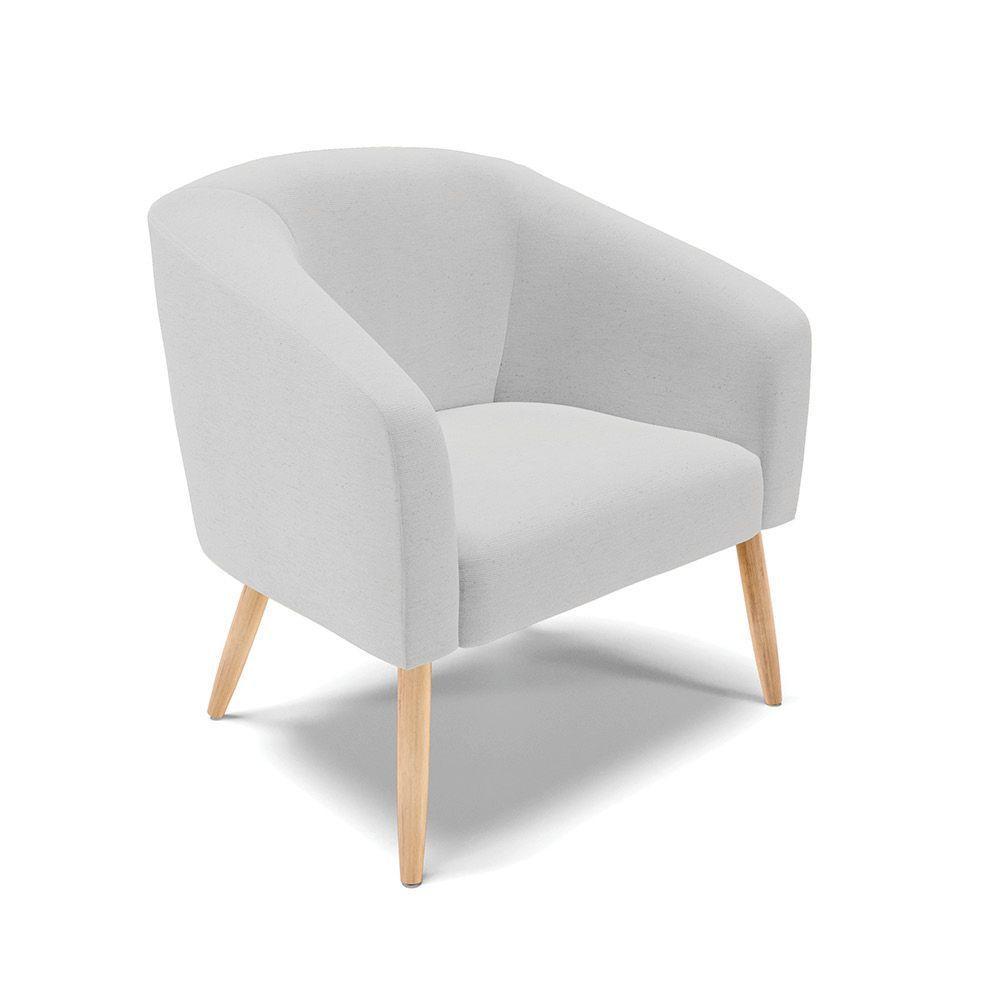 Poltrona Stella Linho Pés Palito Natural - D'rossi Cor A05 Cinza Claro - 1