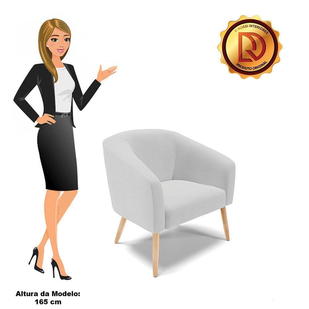 Poltrona Stella Linho Pés Palito Natural - D'rossi Cor A05 Cinza Claro - 2