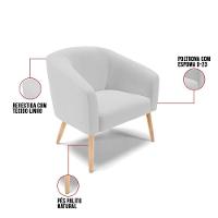 Poltrona Stella Linho Pés Palito Natural - D'rossi Cor A05 Cinza Claro