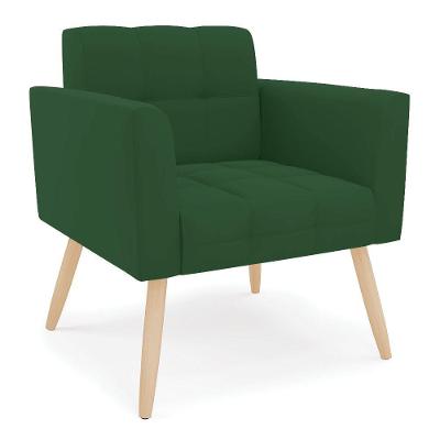 Poltrona Elisa Veludo Pés Palito Natural - D'rossi Cor Verde