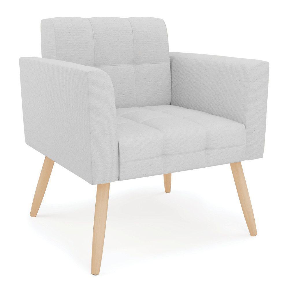 Kit 2 Poltronas Elisa Linho Cinza A05 Pés Palito Natural - D'rossi - 2