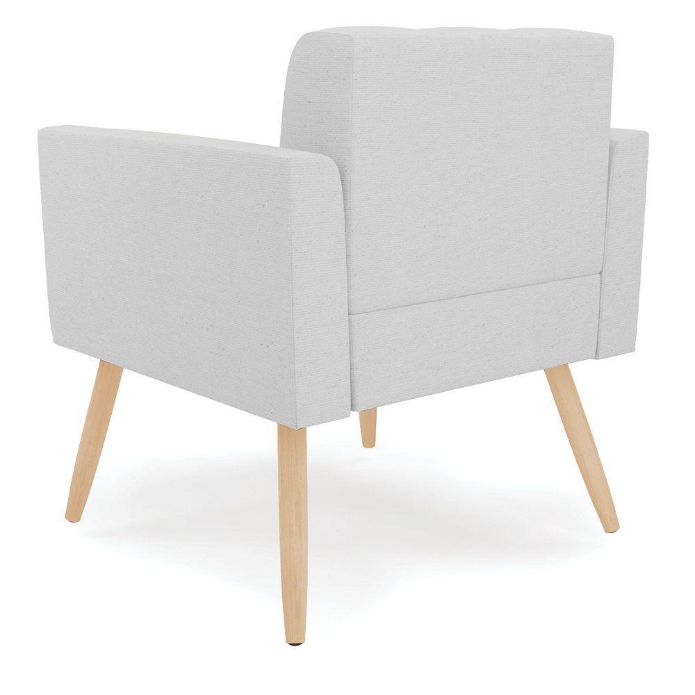 Kit 2 Poltronas Elisa Linho Cinza A05 Pés Palito Natural - D'rossi - 6