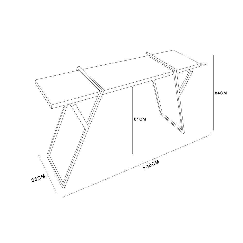 Aparador Industrial Brooklyn Preto Base Metálica Dourado D'rossi - 2