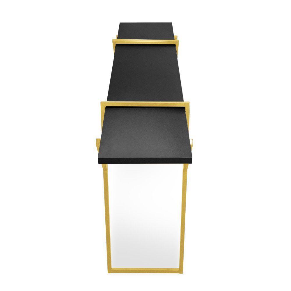 Aparador Industrial Brooklyn Preto Base Metálica Dourado D'rossi - 3