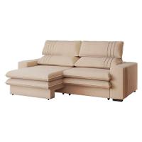 Sofá 2 Lugares Retrátil Noruega 180 Cm Veludo Off White Pés Marrom - D'rossi - 1