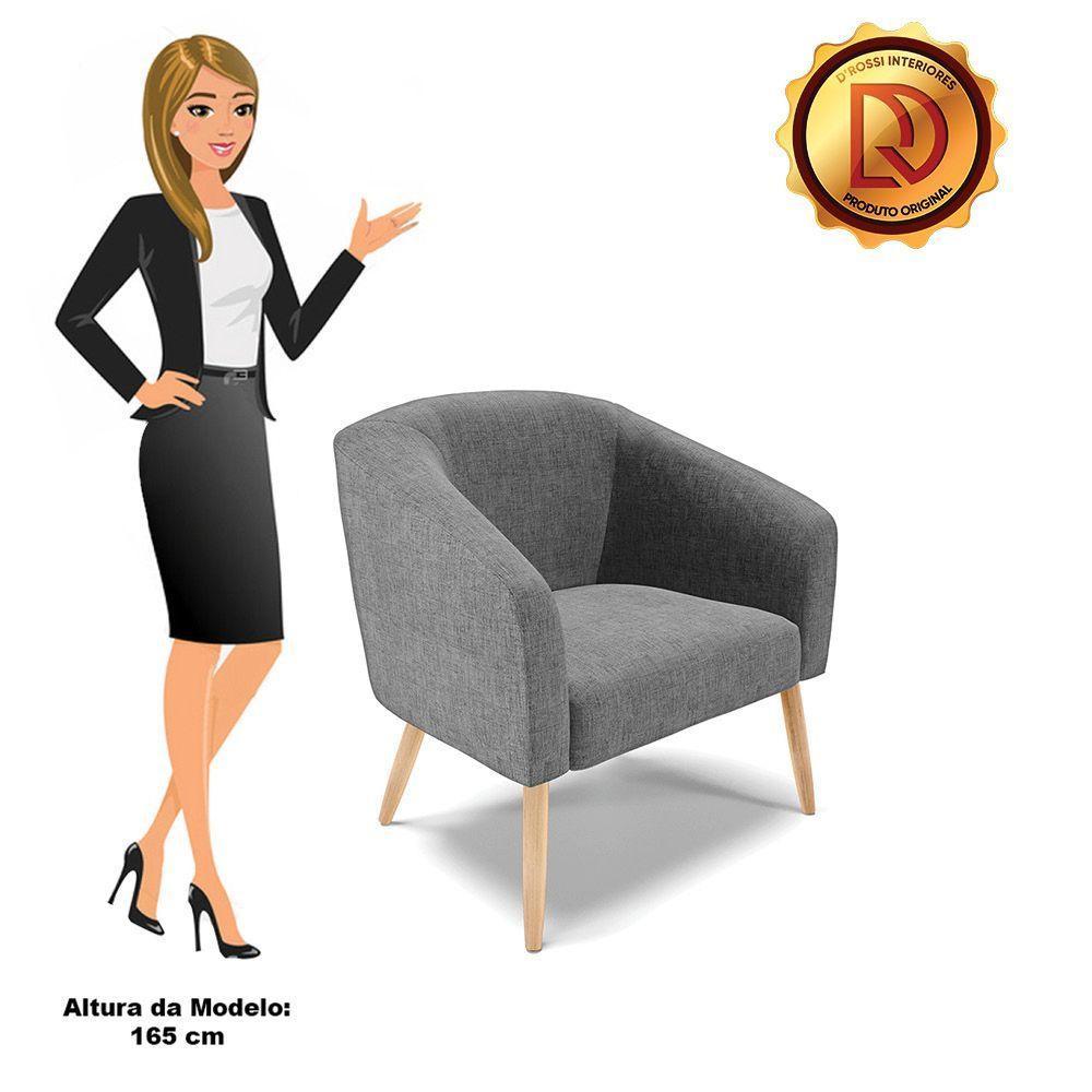 Poltrona Stella Linho Pés Palito Natural - D'rossi Cor A26 Grafite - 2