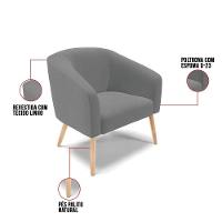 Poltrona Stella Linho Pés Palito Natural - D'rossi Cor A26 Grafite