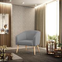 Poltrona Stella Linho Pés Palito Natural - D'rossi Cor A26 Grafite - 8