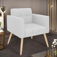 Kit 2 Poltronas Elisa Linho Pés Palito Natural - D'rossi Cor A05 Cinza