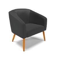 Poltrona Corino Preto Pés Palito Castanho - 1