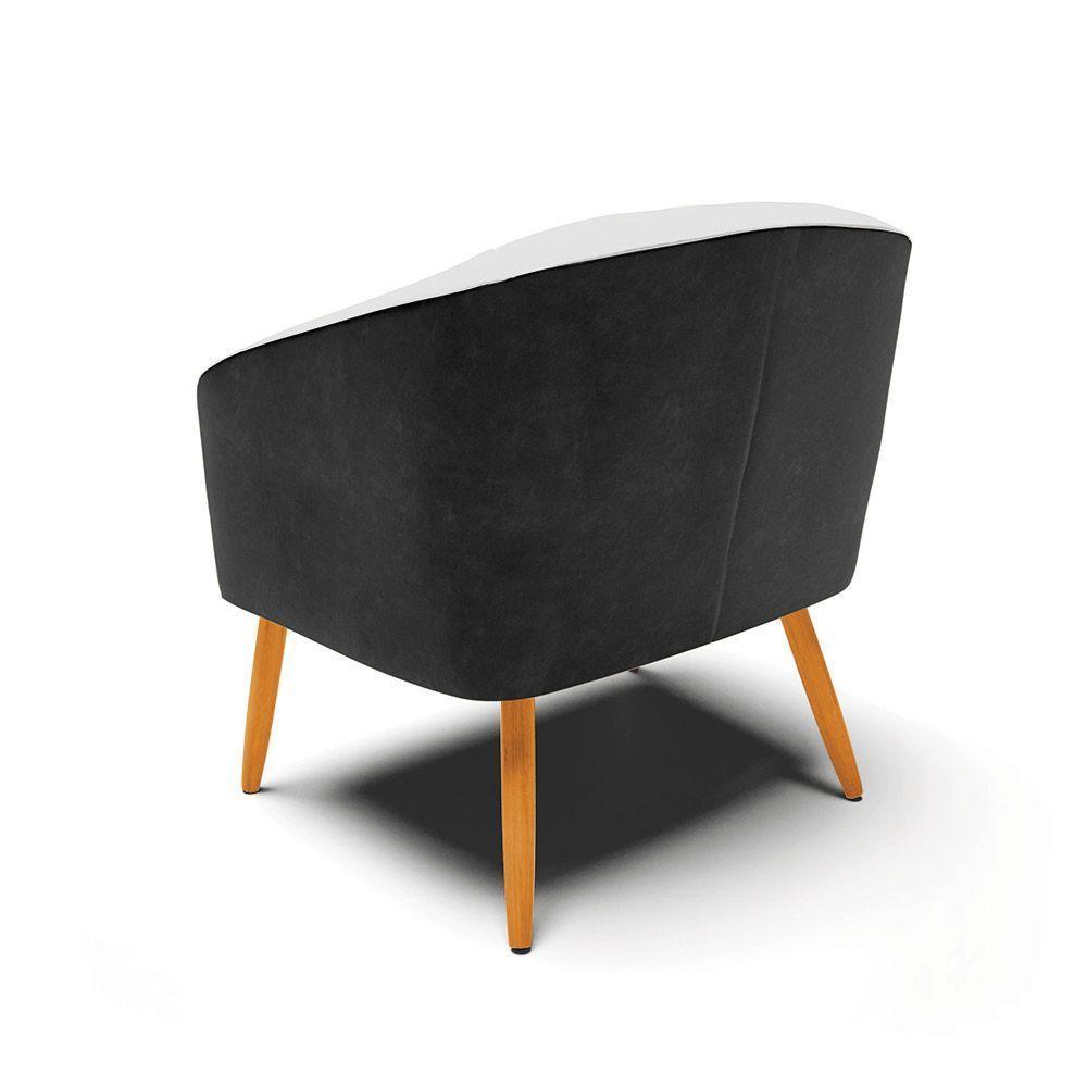 Kit 02 Poltronas no Preto Com Linho Cinza A05 D'rossi - 4