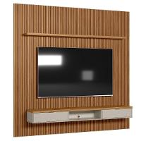 Painel Ripado Marisa Com 1 Nicho Com Tampo Engrossado E 1 Prateleira Nature E Off White 260x250 Cm - 1