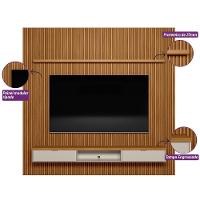 Painel Ripado Marisa Com 1 Nicho Com Tampo Engrossado E 1 Prateleira Nature E Off White 260x250 Cm - 3