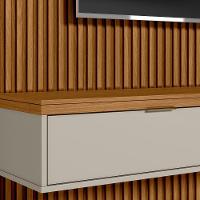 Painel Ripado Marisa Com 1 Nicho Com Tampo Engrossado E 1 Prateleira Nature E Off White 260x250 Cm - 5