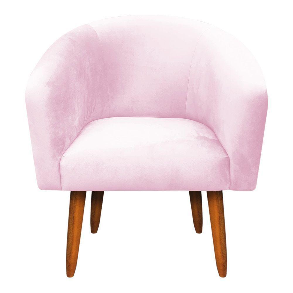 Kit 01 Namoradeira e 01 Poltrona Suede Rosa Bebê Pés Palito - 3