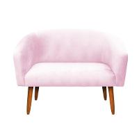 Kit 01 Namoradeira e 01 Poltrona Suede Rosa Bebê Pés Palito - 7