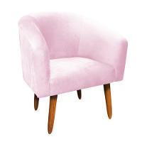 Kit 01 Namoradeira e 01 Poltrona Suede Rosa Bebê Pés Palito - 8