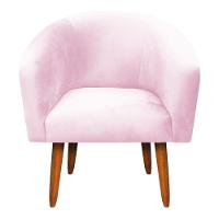 Kit 01 Namoradeira e 01 Poltrona Suede Rosa Bebê Pés Palito - 9