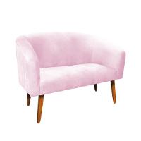 Kit 01 Namoradeira e 01 Poltrona Suede Rosa Bebê Pés Palito - 10