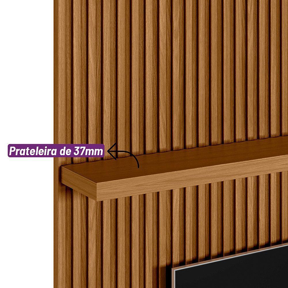 Painel Ripado Marisa Com 1 Nicho Com Tampo Engrossado E 1 Prateleira Nature E Off White 220x250 Cm - 5