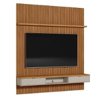 Painel Ripado Marisa Com 1 Nicho Com Tampo Engrossado E 1 Prateleira Nature E Off White 220x250 Cm - 1