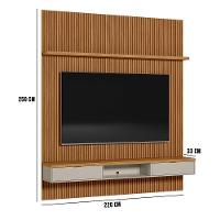 Painel Ripado Marisa Com 1 Nicho Com Tampo Engrossado E 1 Prateleira Nature E Off White 220x250 Cm - 2