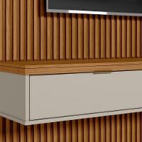 Painel Ripado Marisa Com 1 Nicho Com Tampo Engrossado E 1 Prateleira Nature E Off White 220x250 Cm - 6