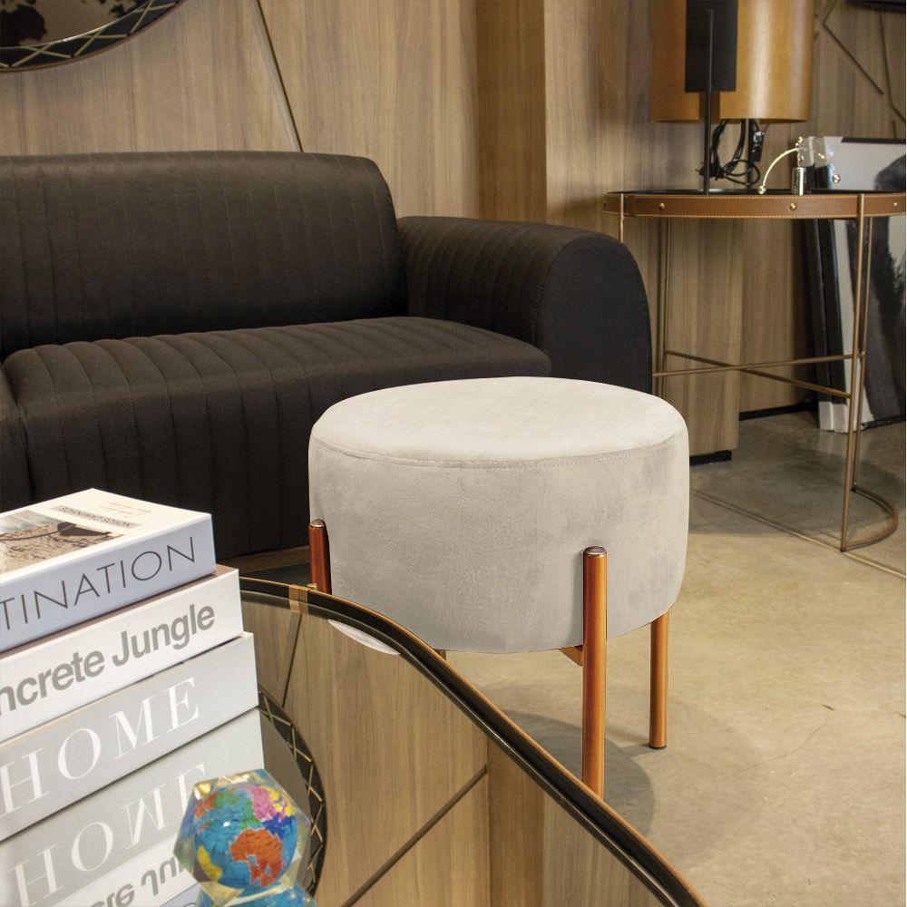 Kit 4 Puffs Iron Suede Bege Base Cobre - 3