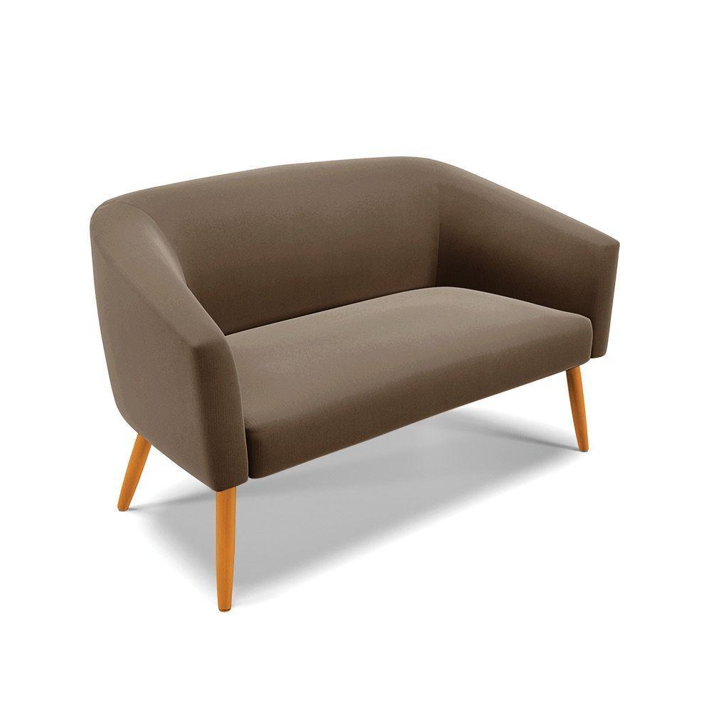 Namoradeira 02 Lugares Stella Suede Pés Palito Castanho - D'rossi Cor Marrom - 1