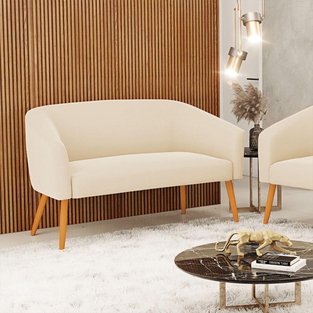 Namoradeira 02 Lugares Stella Suede Pés Palito Castanho - D'rossi Cor Marrom - 9