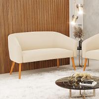 Namoradeira 02 Lugares Stella Suede Pés Palito Castanho - D'rossi Cor Marrom - 10